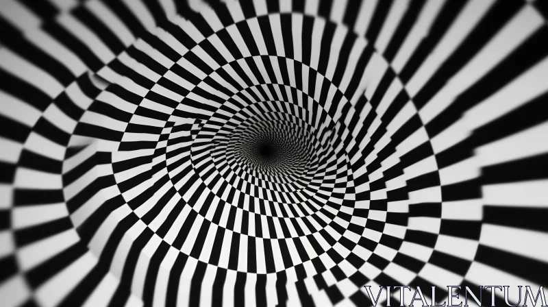 AI ART Surrealistic Black and White Spiral - Psychedelic Art