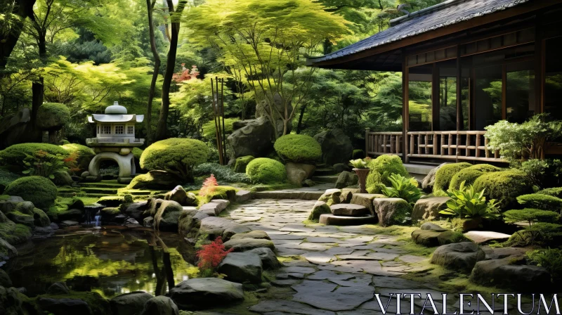 Tranquil Japanese Garden: A Photorealistic Nature-Inspired Landscape AI Image