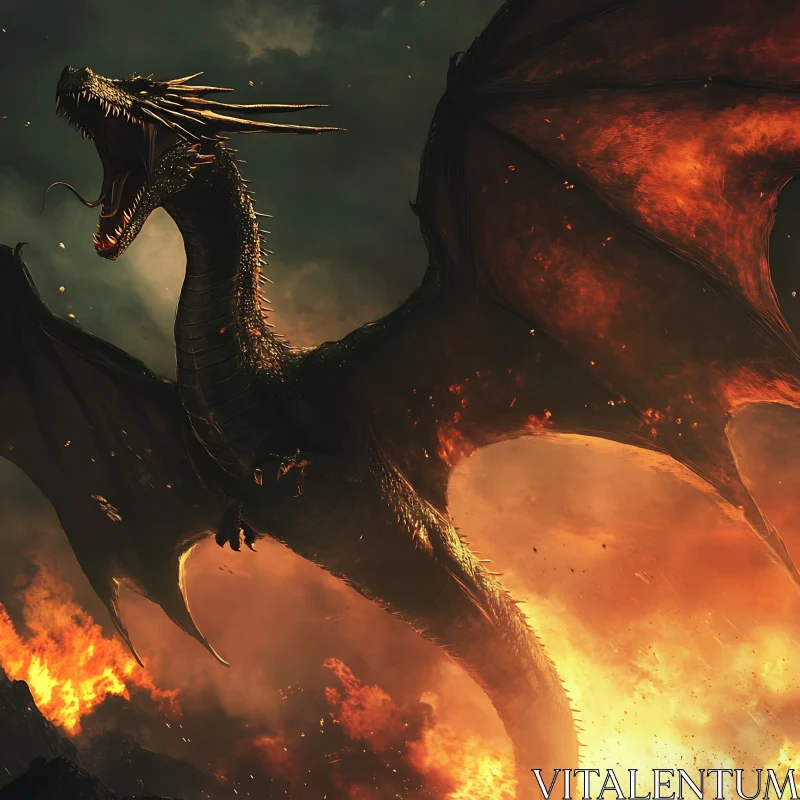 AI ART Dragon in Flames: A Fantasy Scene