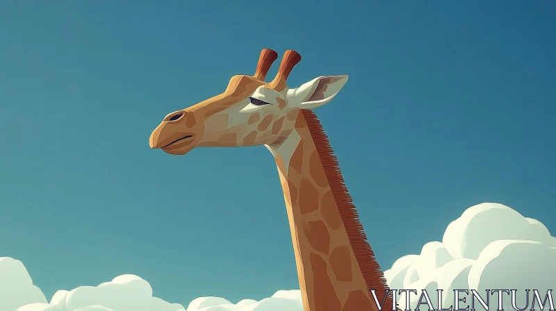 Serene Giraffe Against Clear Sky AI Image