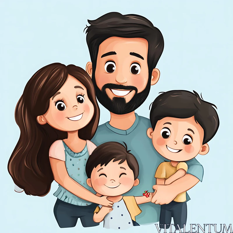 AI ART Cartoon Family Portrait Full of Love