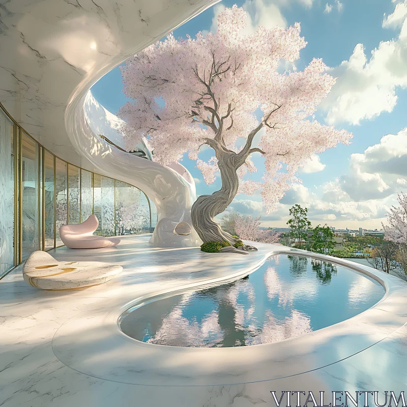 Luxurious Terrace Overlooking Scenic Landscape AI Image