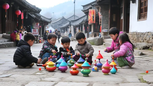 Kids Having Fun with Toys Outdoors