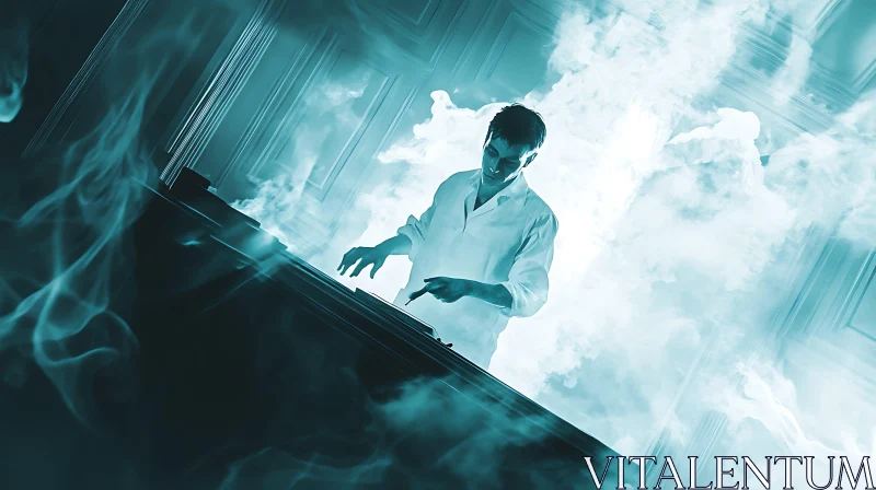 Smoky Piano Performance AI Image