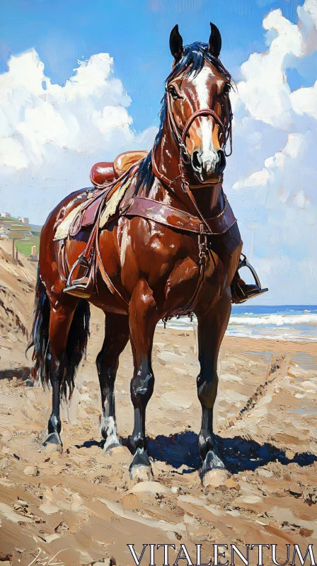 Beachside Horse Painting AI Image