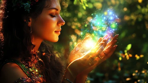 Mystical Woman with Glowing Orb