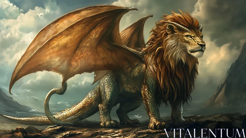 Winged Lion Dragon Monster Art AI Image