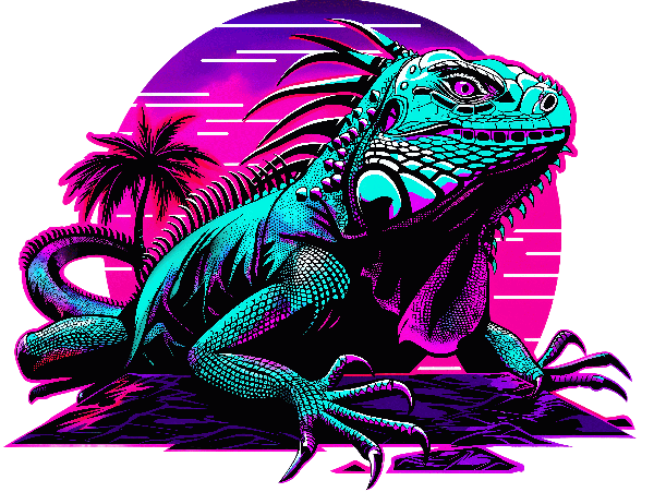 Retro Tropical Iguana T-Shirt Design POD Design