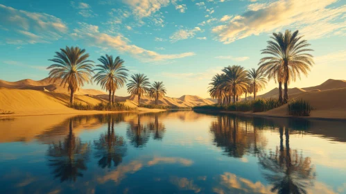 Tranquil Oasis in a Golden Desert