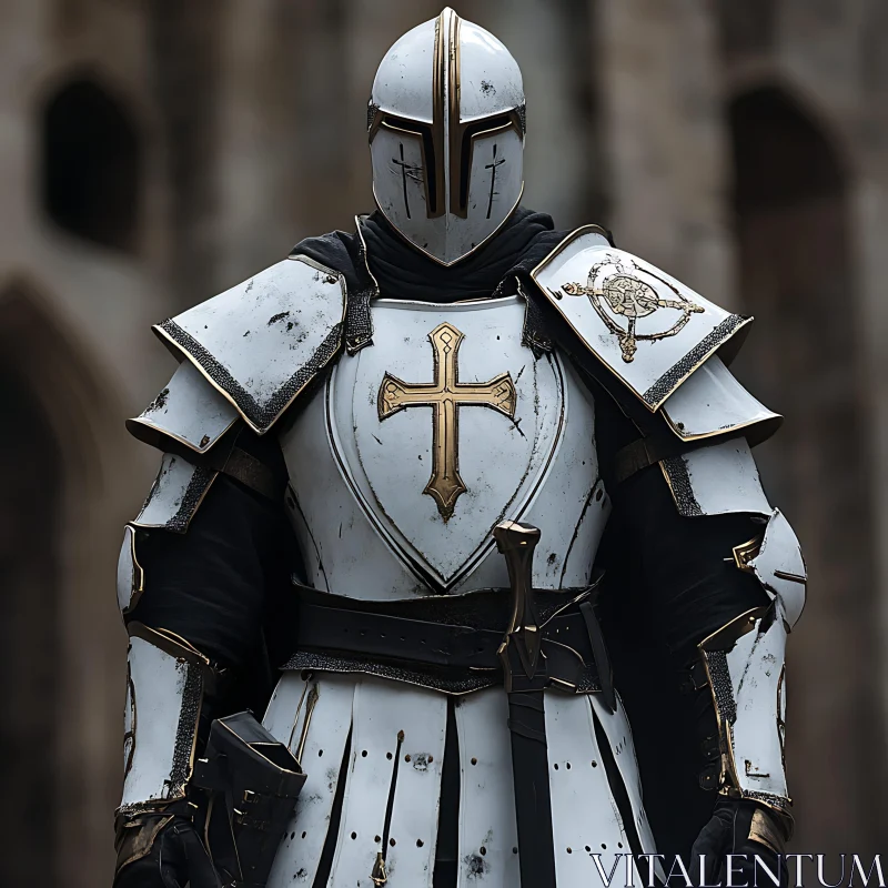 AI ART Medieval Knight in White Armor