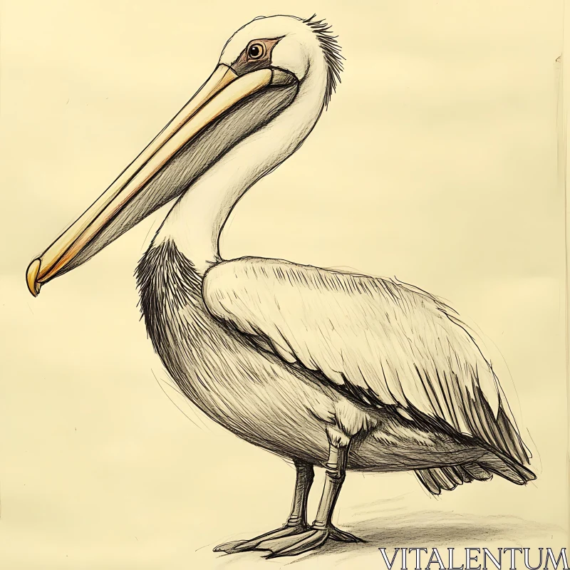 AI ART Detailed Pelican Drawing