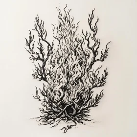 Intricate Fire and Branches Art