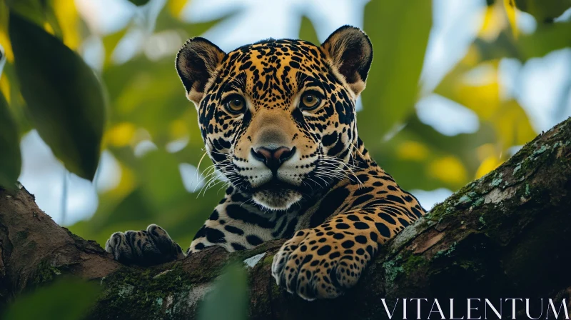 AI ART Jaguar Resting on Tree Branch