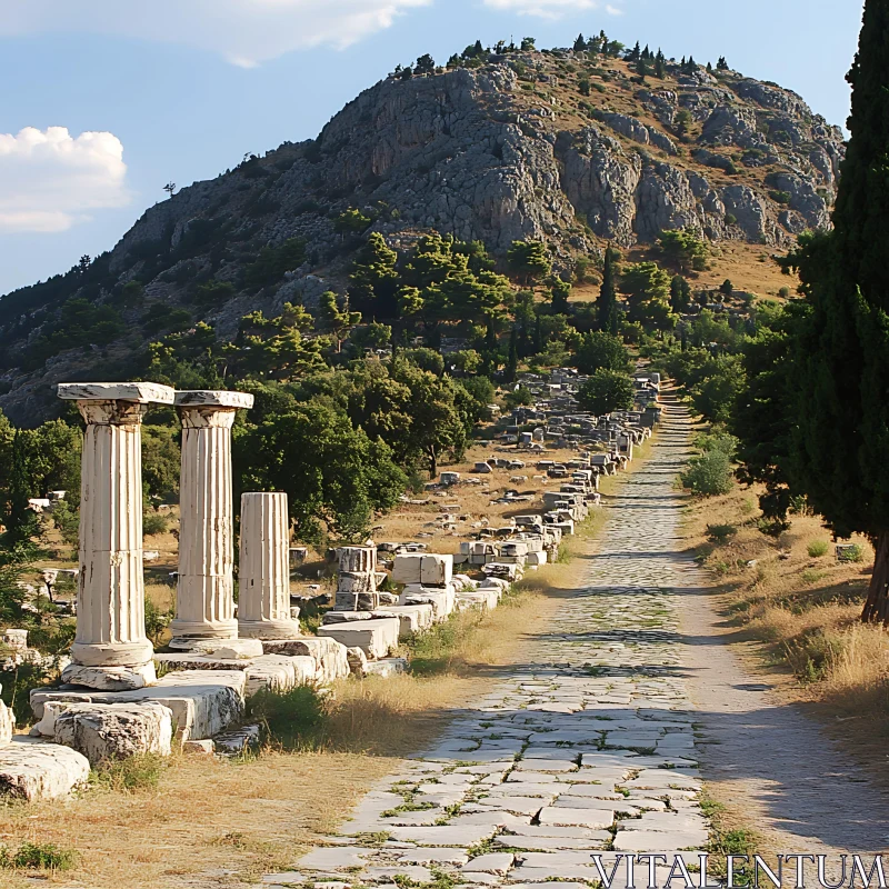 AI ART Historical Site with Stone Columns