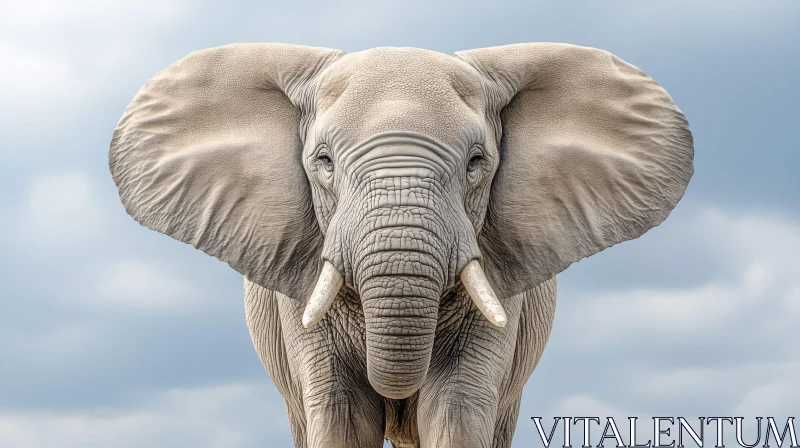 AI ART Elephant Portrait Against Cloudy Sky