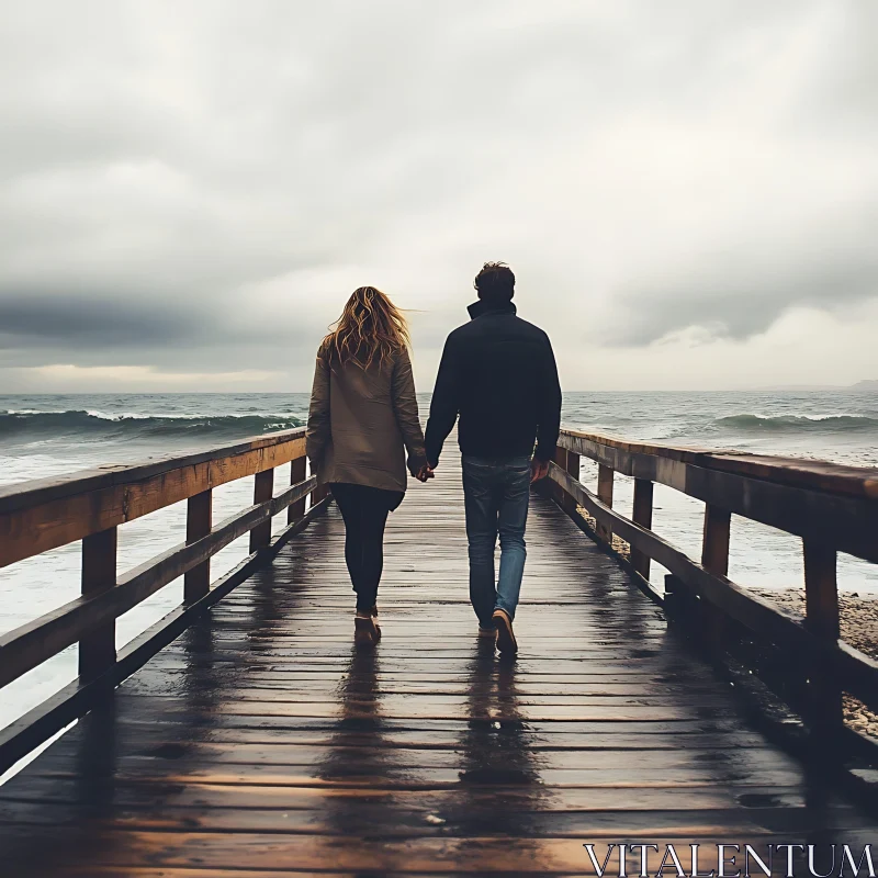 AI ART Couple Walking on Pier