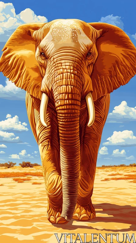 Elephant in the Golden Savannah AI Image