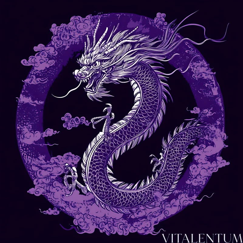 AI ART Stylized Dragon with Cloud Circle