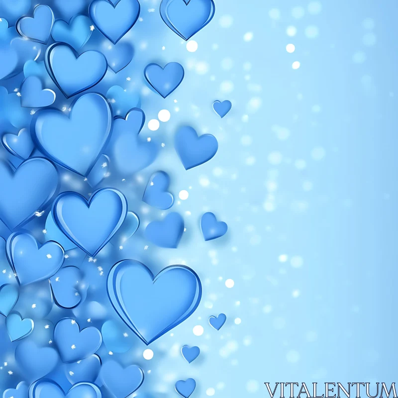 AI ART Floating Blue Hearts on Light Background