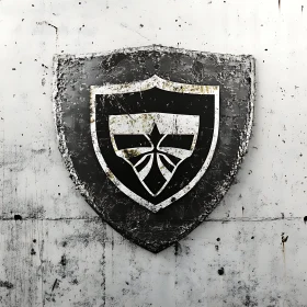 Distressed Shield Symbol on Concrete Surface