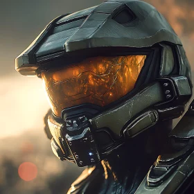 Sci-fi Warrior Helmet Close-Up