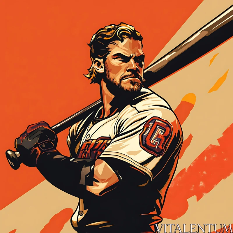 AI ART Stylized Baseball Athlete with Bat