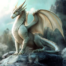 Fantasy Dragon Art: White Dragon Portrait