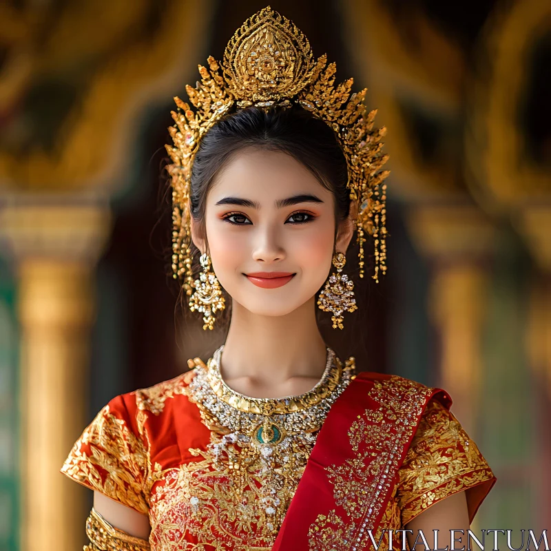 Portrait of Woman in Traditional Dress AI Image