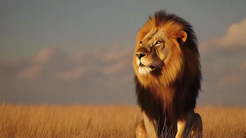 Lion in Golden Field