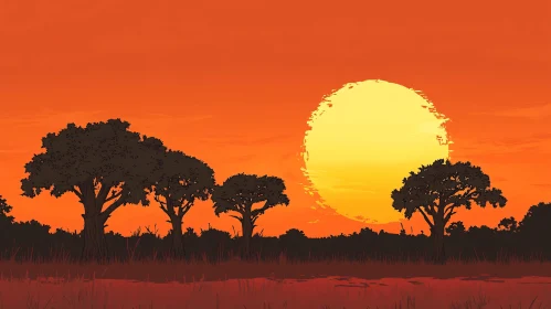 Tranquil Sunset Trees