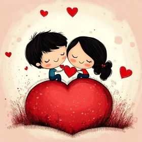 Sweethearts Cartoon Illustration