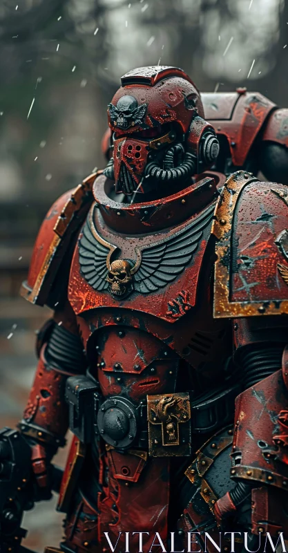 Armored Warrior in the Rain AI Image