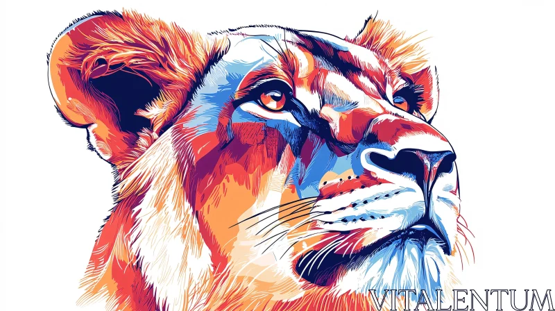 AI ART Colorful Lion Art Piece