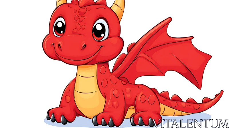 AI ART Playful Red Dragon Character Design