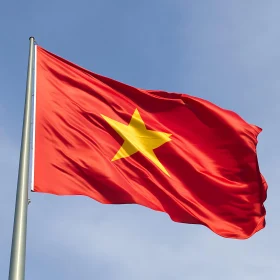 Flag of Vietnam Against Azure Sky
