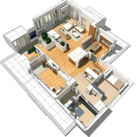 Architectural Rendering of Apartment Interior