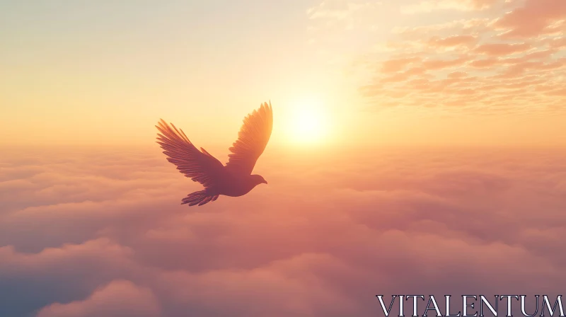 Soaring Bird Sunrise Cloudscape AI Image