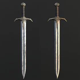 Ornate Medieval Swords on Dark Background