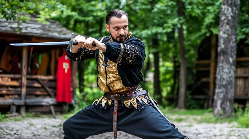 Man in Costume with Sword