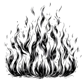 Artistic Flames in Monochrome Illustration