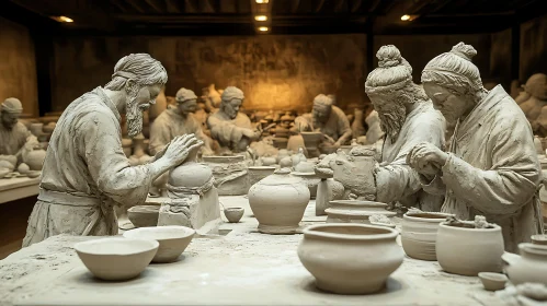 Sculpting Clay: A Potter's Workshop Scene