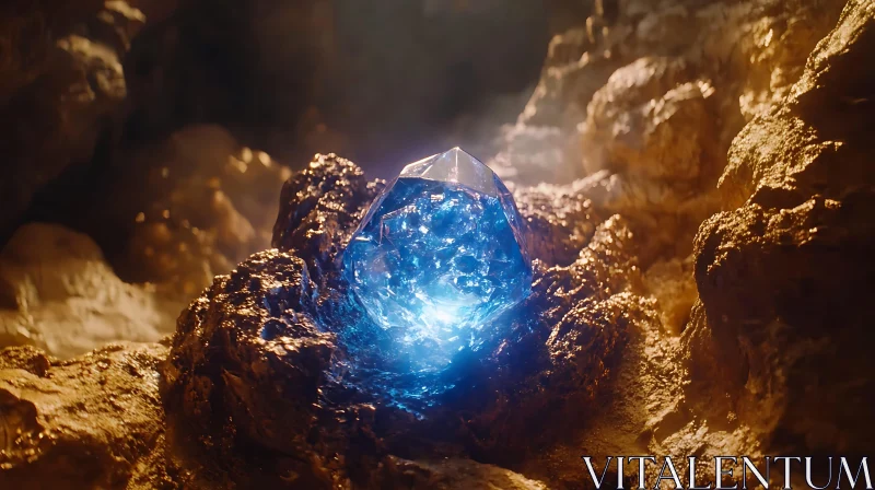 Blue Crystal Stone AI Image