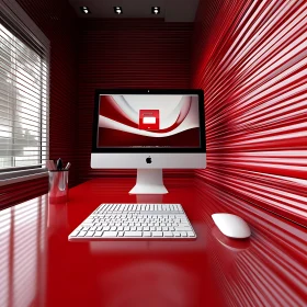 Sleek Interior Office Design with Red Accents