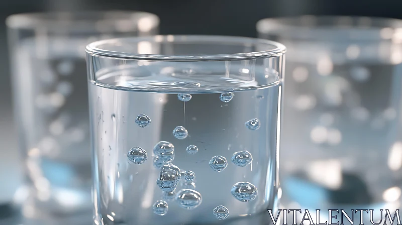 AI ART Still Water Glasses with Air Bubbles