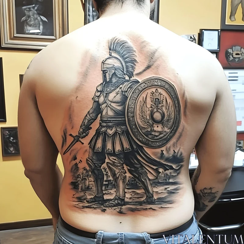 Ancient Warrior Tattoo Art AI Image