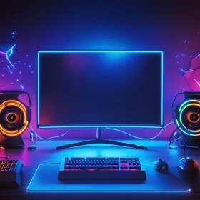 Futuristic Gaming Setup with RGB Peripherals