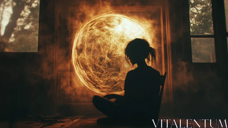 Woman Meditating Before Ethereal Light AI Image