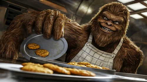 The Smiling Bigfoot Baking Cookies