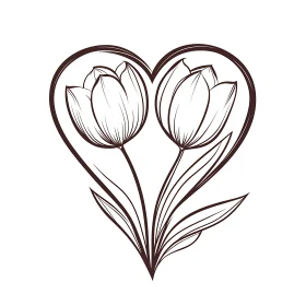 Minimalist Floral Heart with Tulips