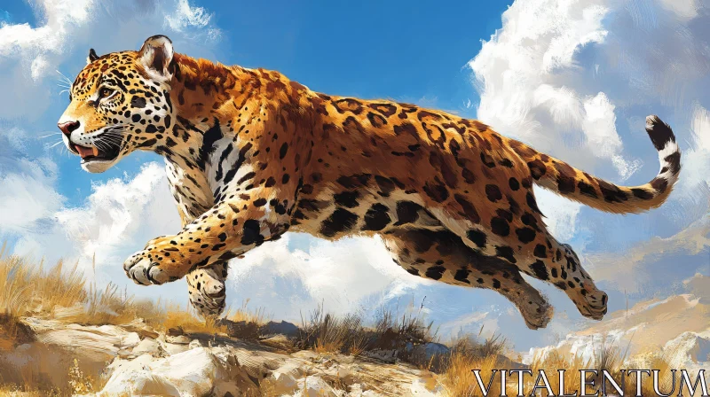 Leaping Wildcat in Nature AI Image